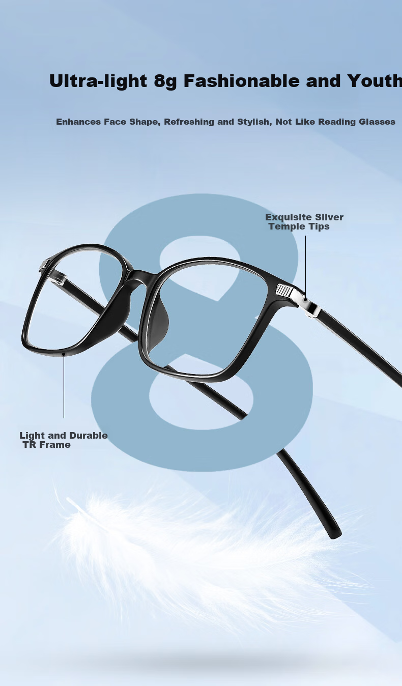 LOHO Men's Blue Light Blocking Reading Glasses HD Lenses Fashion Portable Elderly Glasses Women 100 Degree Age 40-49 4