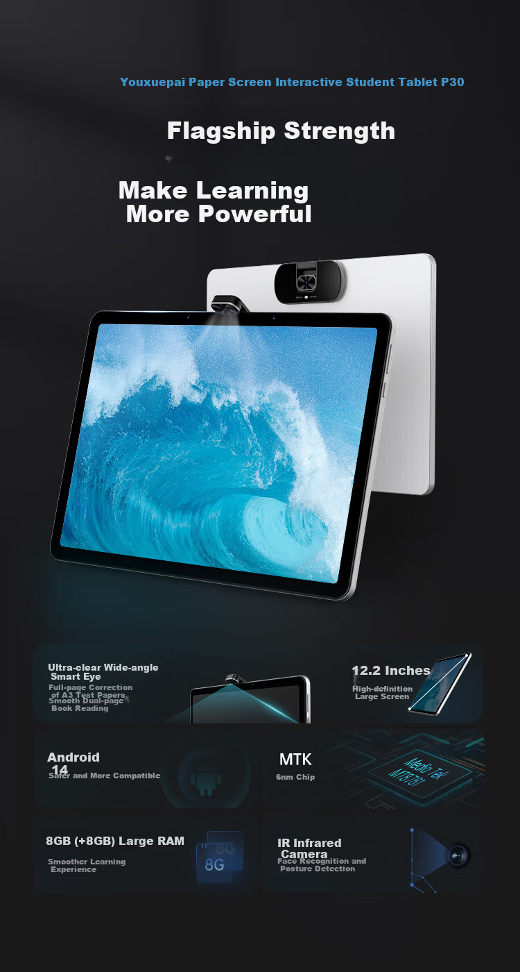 Youxuepai AI Eye Protection Learning Machine A6 8+256GB 12.7-inch AI Large Model Smart Learning Island English Dual-Teacher One-on-One Student Tablet 5