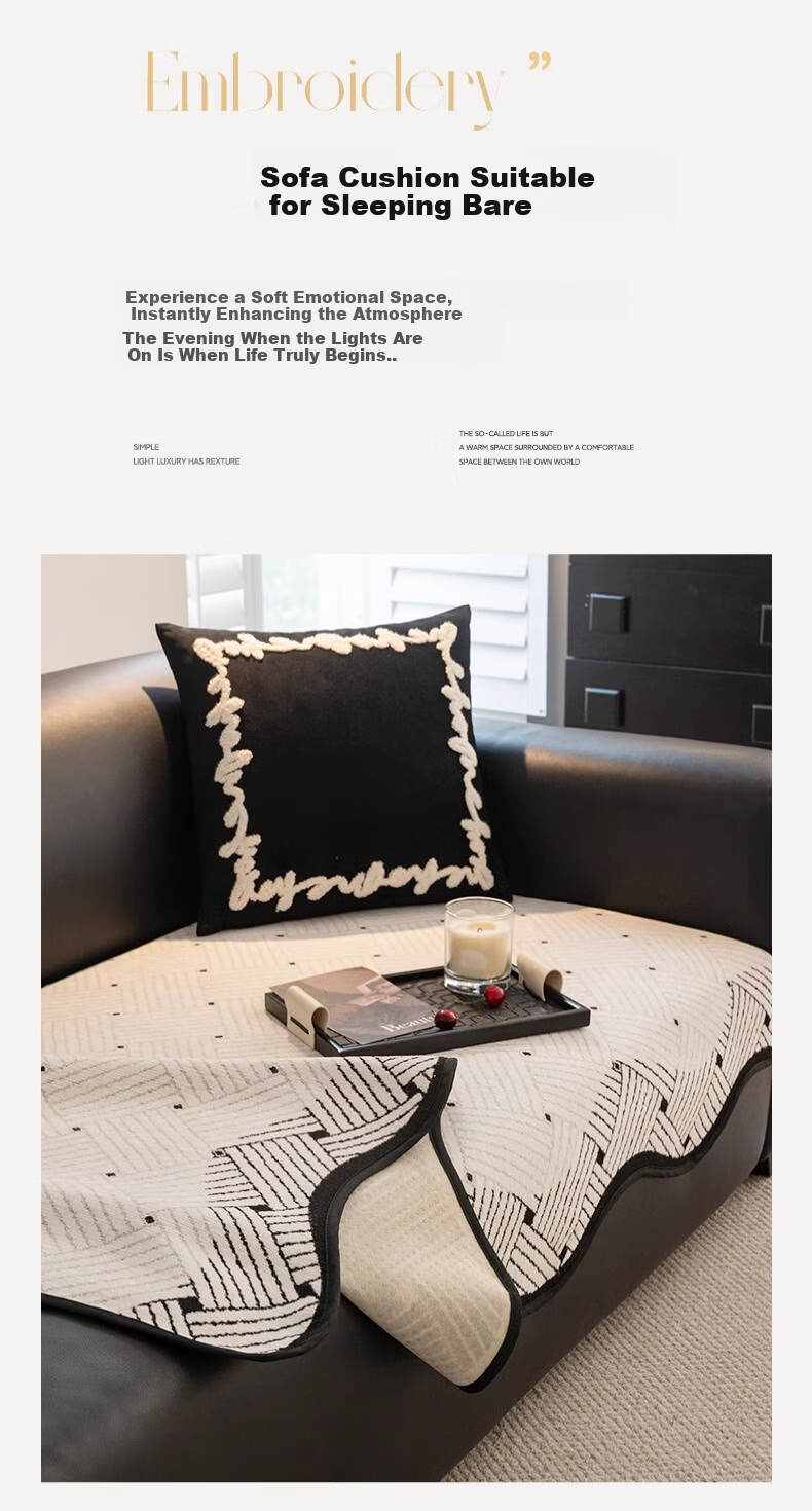 Wuyinliangpin Sofa Cover, Chenille Straight Row, Cat Scratch Resistant, One-Piece Non-Slip Sofa Slipcover, 90*260cm, Five-Seater 2