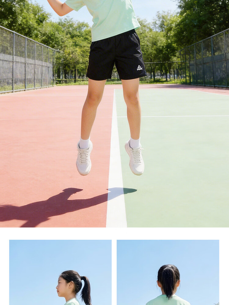 Peak Badminton Sports Shorts Student Kids Sports Set Quick-Dry T-Shirt Competition Short Sleeve Light Blue 130 17