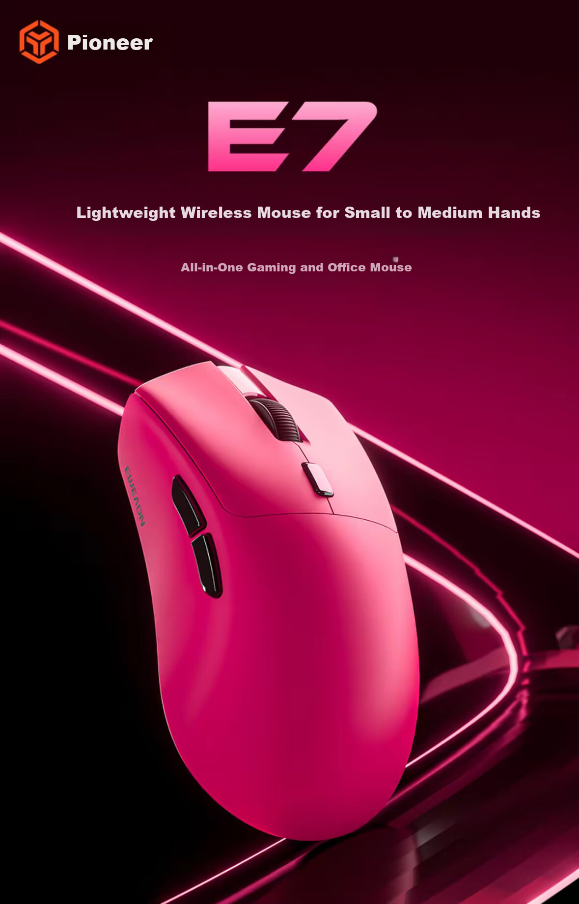 EWEADN E7 Pro Wireless Mouse Wired Bluetooth Tri-Mode Gaming Lightweight Low Latency Ergonomic for Small to Medium Hands Laptop Tablet Desktop Office Peripheral 1