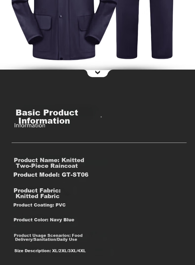 Gongtai Thickened Adult Two-Piece Raincoat And Rain Pants Set, Windproof And Waterproof Outdoor Reflective Cycling Suit, 2XL 8
