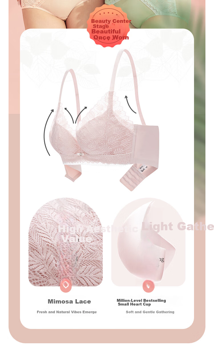 Cosmo Lady Women's Sexy Lace Comfortable Breathable Soft Gel Ring Push-Up Bra Set Gift 2B25A3 7