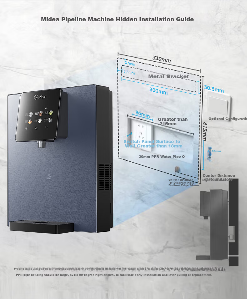 Midea Wall-Mounted Pipeline Household Water Purifier and Dispenser Upgrade True Boiling 6-Stage Temperature Control 15°C Ice Water Full Flow Matching MG239-D 19