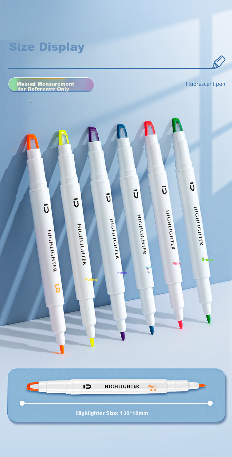 M&G Stationery Premium Double-Ended Highlighter Pen 6-Color Set, National Style, Student Marker Pen, Colorful Highlighting Pen, Stylish Ins Journal AHMT6219 8