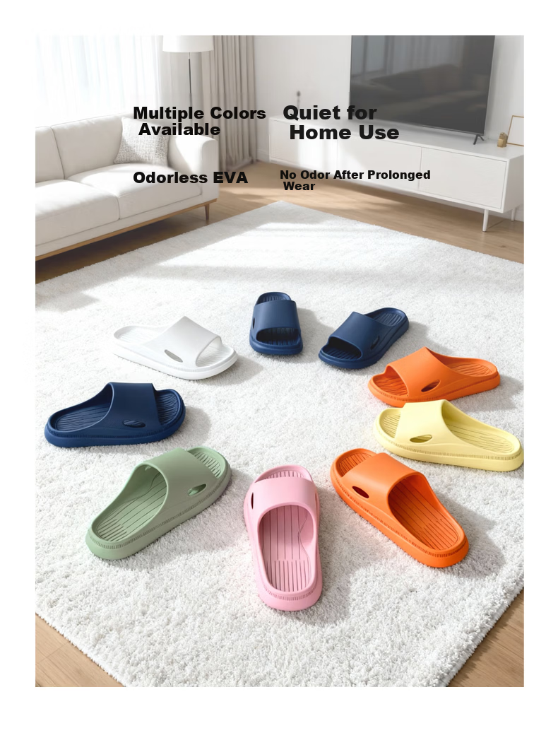 Qiumuxi Men's Slip-Resistant Thick-Soled EVA Indoor Quiet Home Bathroom Couple's Slippers with Soft Sole Feeling 1