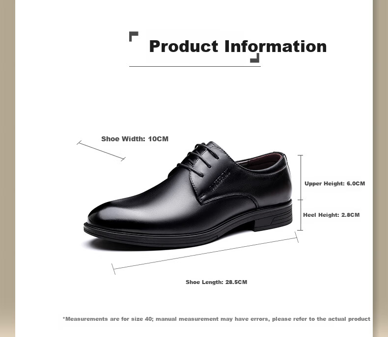 LAORENTOU Men's Business Dress Shoes Spring British Style Breathable Genuine Leather Derby Shoes LA222 Black Size 38 1