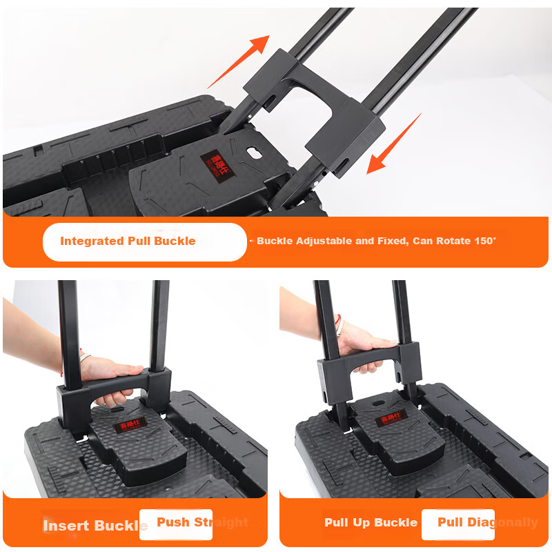 SELORSS Folding Hand Truck, Portable Small Cart, Moving And Cargo Trolley, Wear-Resistant TPE Universal Wheels, Load Capacity 300 Jin, 01-S