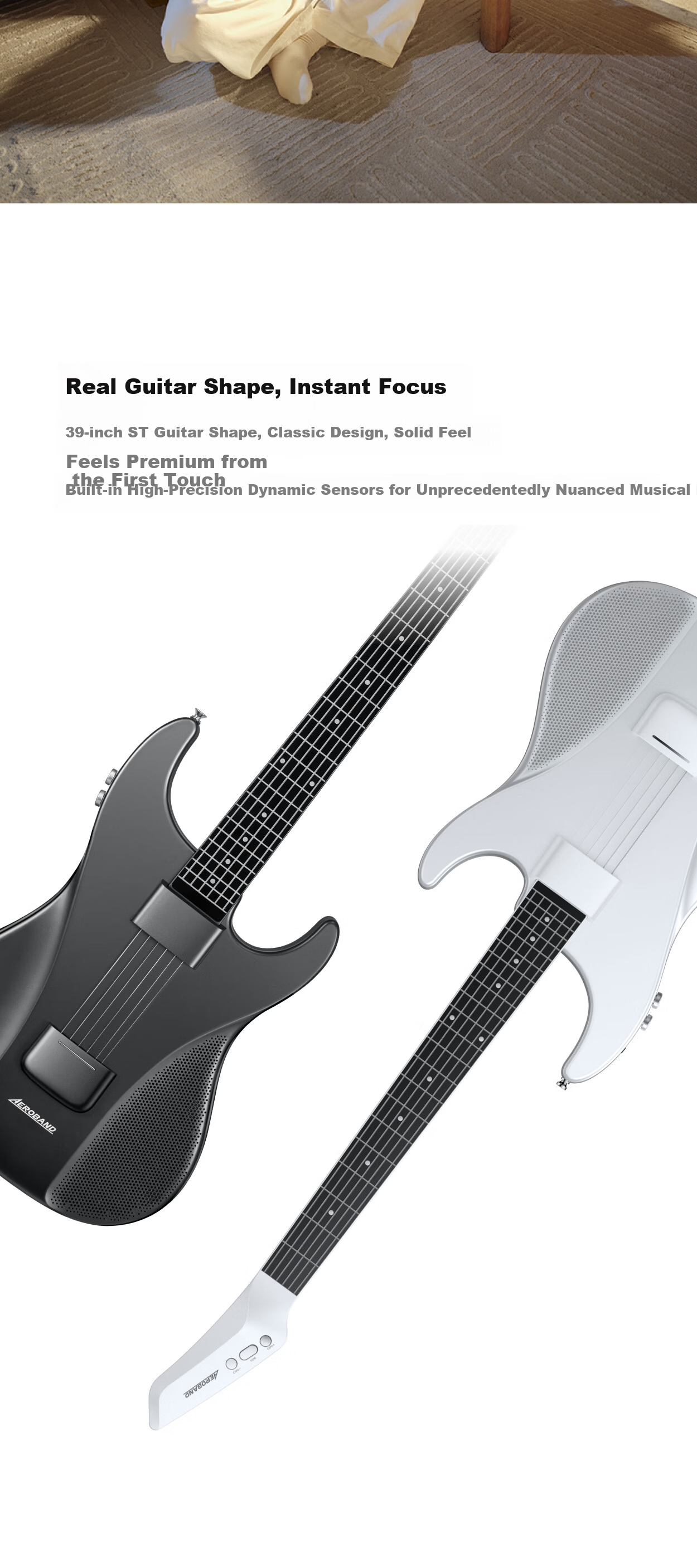 Aeroband Air Band Smart Self-Learning Guitar Automatic Electronic Guitar Beginner Recommended Stringless Guitar Star White 10