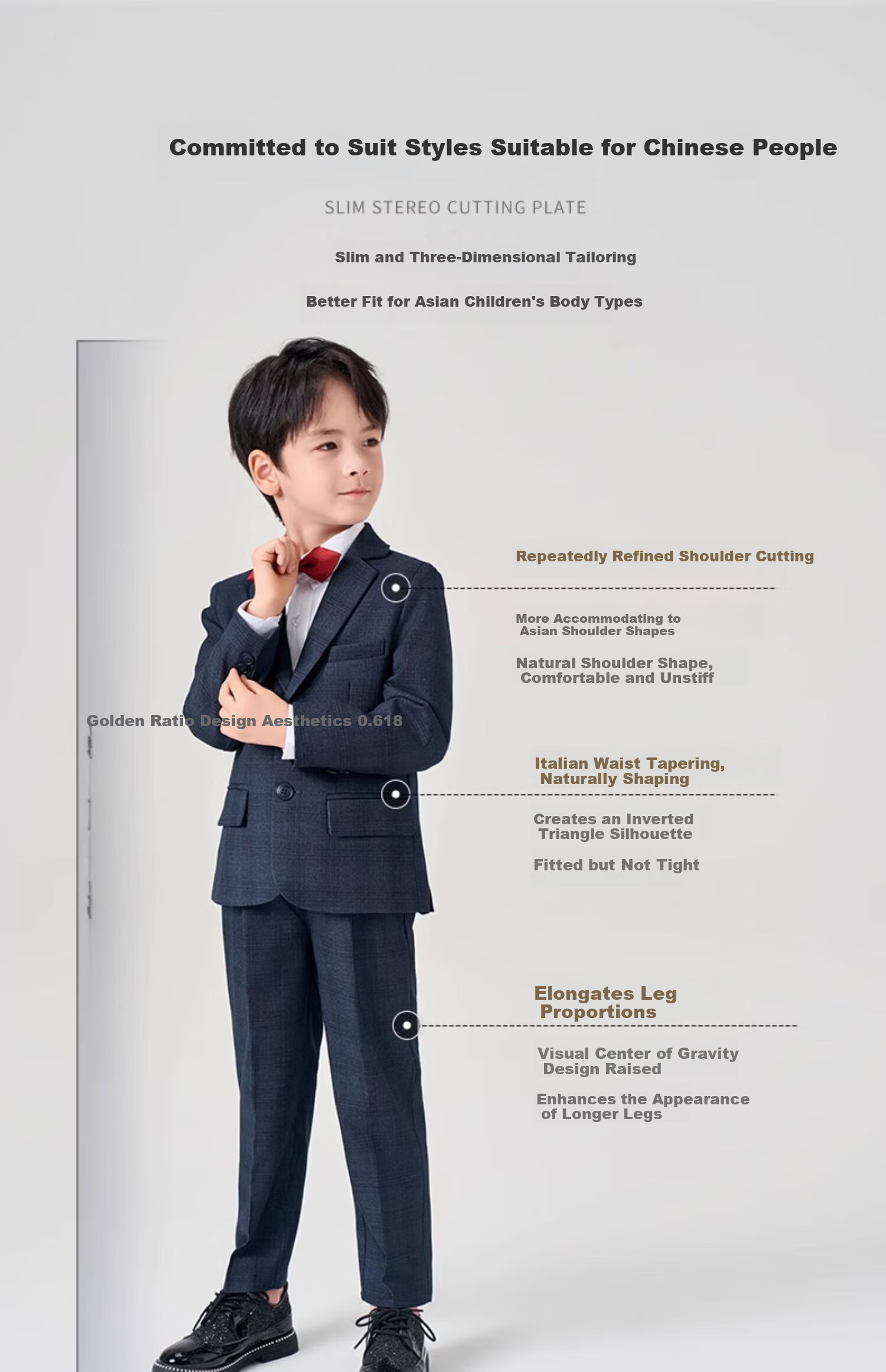 Romon Children's Suit Set Boys British Style Blazer Navy Plaid 150 3