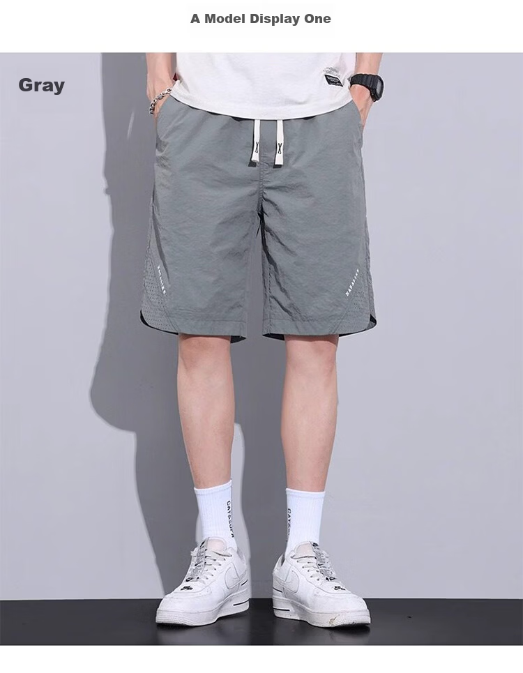 RED DRAGONFLY Men's Summer Thin Fashion Simple Letter Print Ice Silk Cool Comfortable Breathable Skin-friendly Versatile Shorts 6