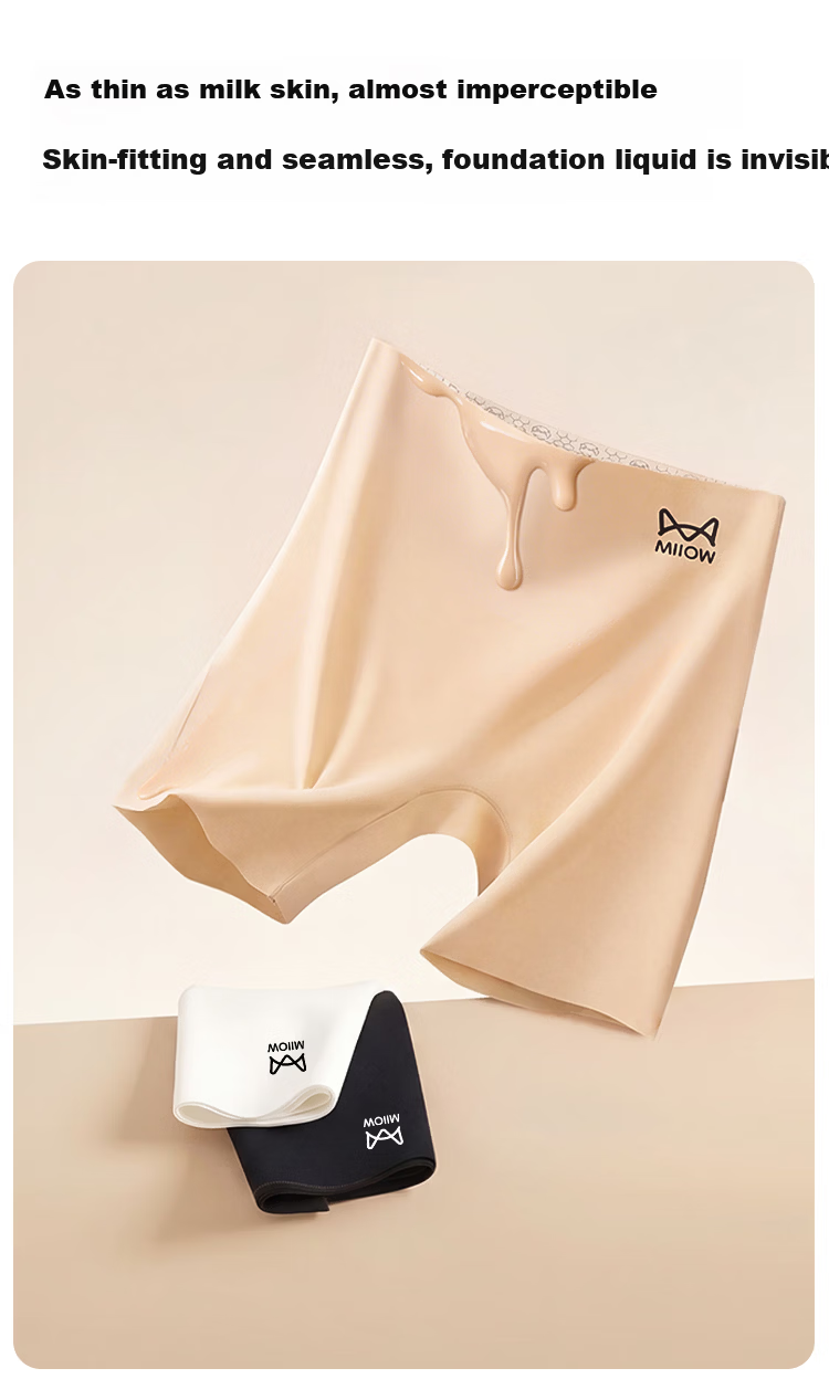 Miiow Probiotic 10A Antibacterial Safety Shorts Women's Anti-Exposure Ice Silk Seamless Tummy Control 3-in-1 Leggings 2-Pack L 10