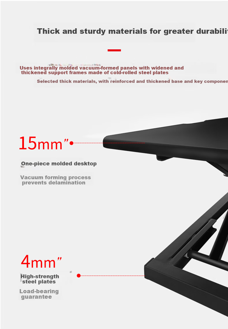 ECOLUS Height Adjustable Desk, Computer Desk, Standing Desk with Lift Support, Dual-Layer Workstation for Standing Office Use, LST05BK 14