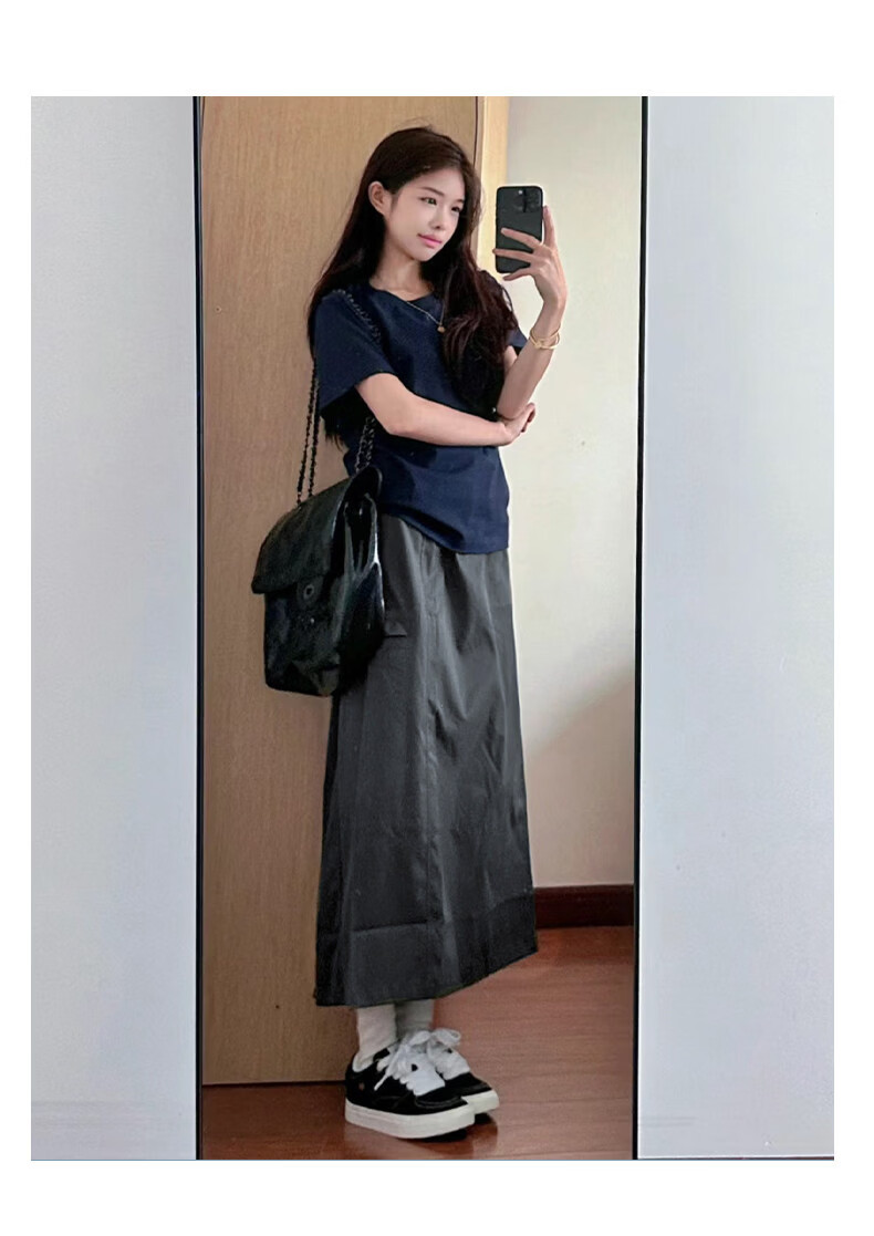 Langsha American Vintage Workwear Skirt Women Summer 2026 New High Waist Pear Shape Hip Cover Slimming Mid-Length Skirt 14