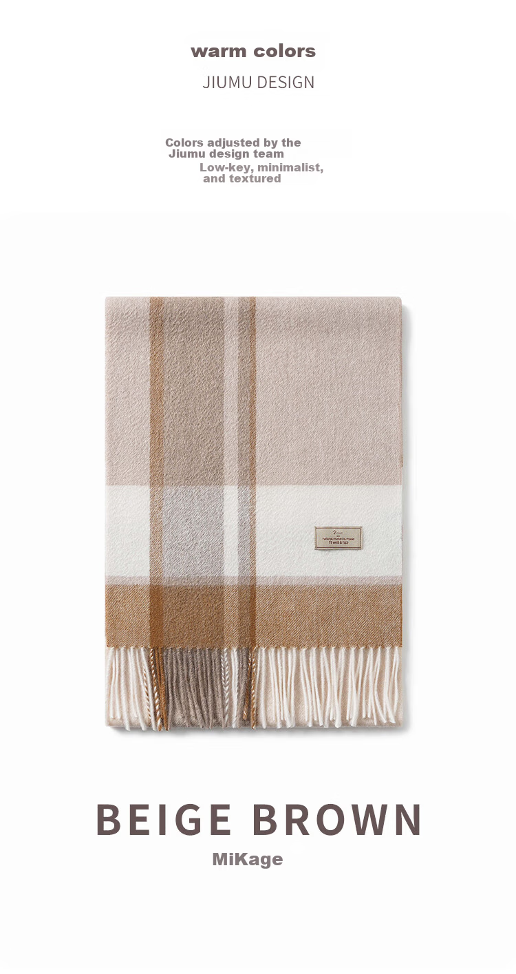 JIUMU 100% Cashmere Scarf Women Autumn Winter Shawl Warm Neck Warmer Birthday New Year Gift Box Set 10