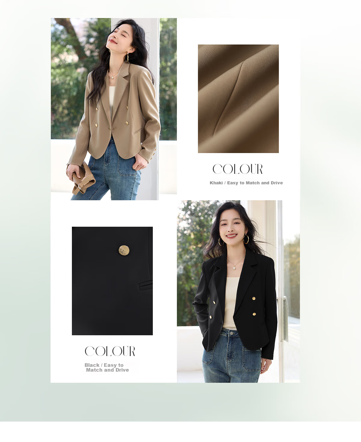 Chushen Spring and Autumn Women's Fashionable Short Casual Blazer Jacket S41U059 3