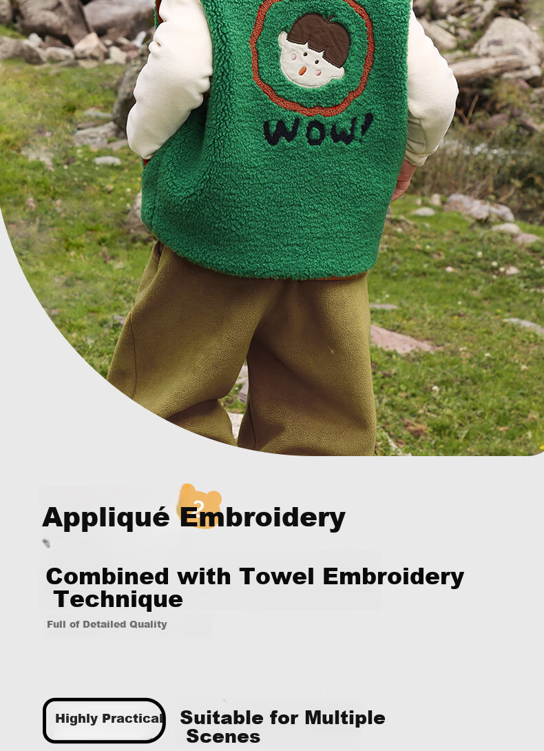 Ciciibear Boys' Lamb Fleece Vest Spring and Autumn Baby Warm Waistcoat Children's Outerwear Infant Jacket 7