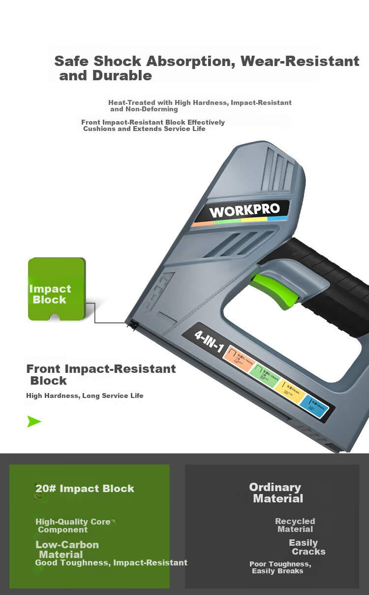 WORKPRO Electric Nail Gun Stapler T-Nails U-Nails Woodworking Strip Nails Gun Four-in-One Household Plug-in Model 4