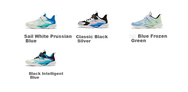 XTEP Kids Children's Shoes Hydrogen Wind 8.0 Foot Protection Running Shoes Breathable Velcro Running Shoes Black/Classic White/Silver Size 38 25