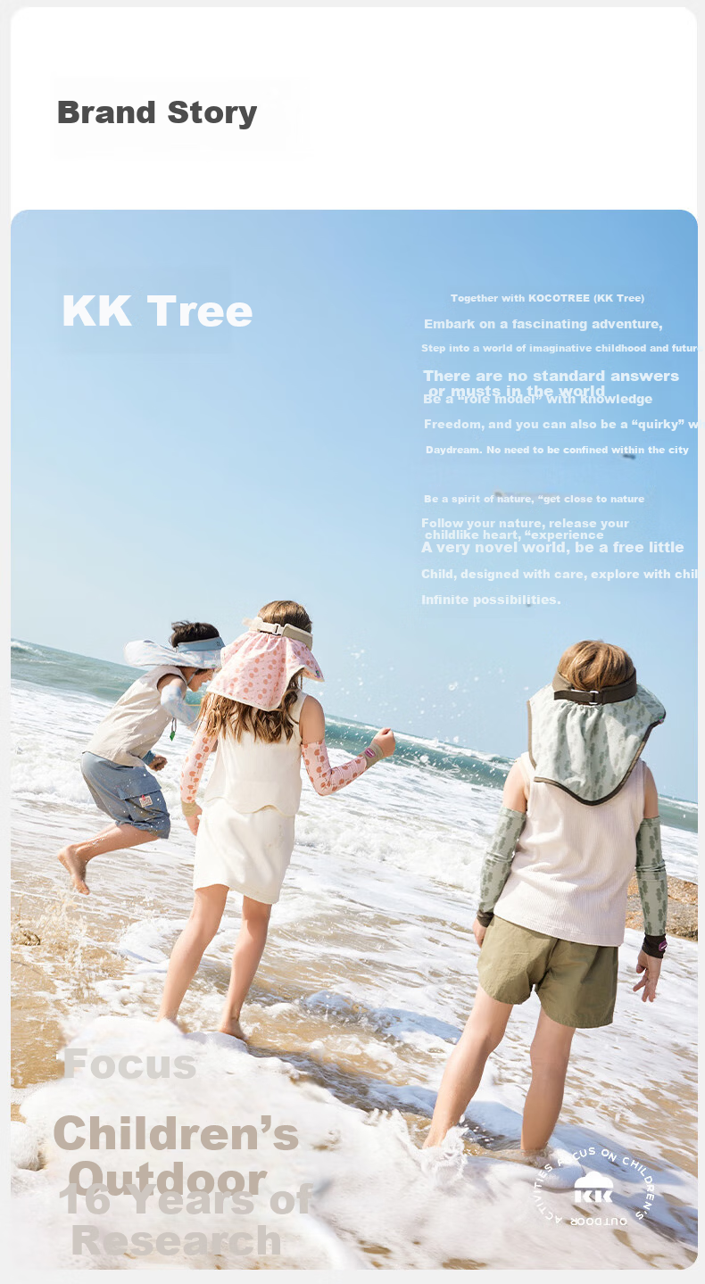 Kocotree KK Tree Kids Cooling UV Protection Arm Sleeves Original Yarn Sun Protection Boys Girls Ice Silk Sleeve Gray 34