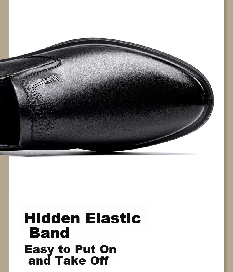 LAORENTOU Men's Leather Business Casual Slip-On Shoes Soft Sole Dad Shoes LA252 Black Size 41 Spring Autumn 4