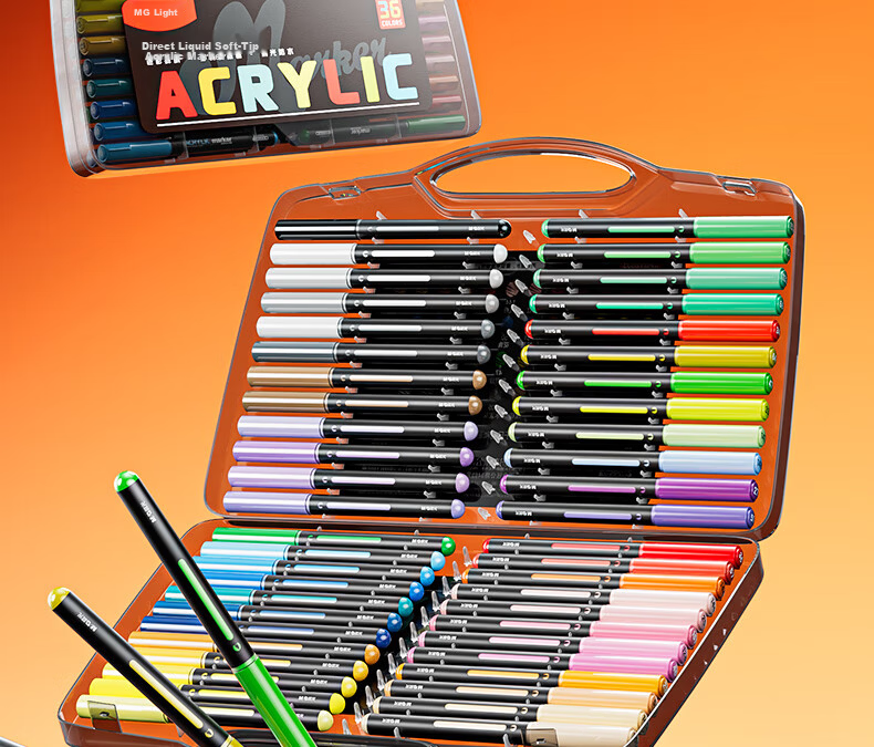 M&G Stationery, 36 Colors of Acrylic Markers, Direct Liquid Small Black Box, Children's Watercolor Pens, Drawing Pens, Painting Pens, Colored Pens, Birthday Gift, APMT80J2 2