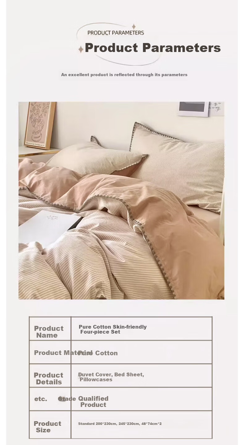 MUJI 100% Cotton Shell Embroidered Printed 4-Piece Bedding Set 200x230cm 7