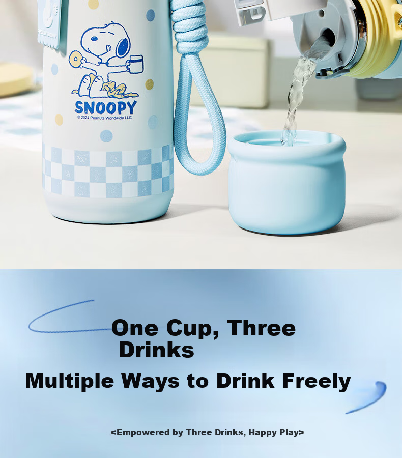 SNOOPY 316L Stainless Steel Children's Insulated Cup, Large Capacity, Straw Water Bottle for Boys And Girls, Portable Student Water Cup, Coffee Mug 7