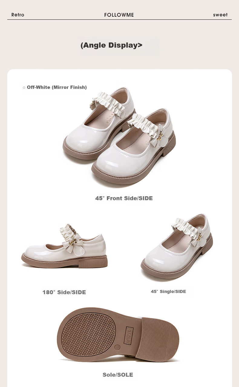 Follow Me Girls' Leather Shoes Square Toe Breathable Soft-Soled Flats Children's Fashionable School Performance Mary Jane Shoes Black Size 36 16