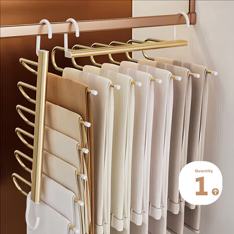 Fanye Aluminum Alloy Folding Multi-Functional 6-Layer Pants Hanger Pants Clip Clothes Rack Wardrobe Drying Rack