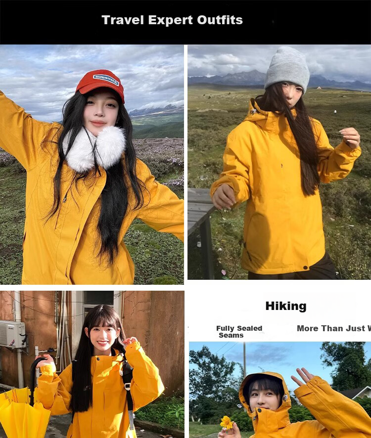 ROMON 3-in-1 Men's Outdoor Mountaineering Jacket with Hood, Women's Couple's Black 3XL 1