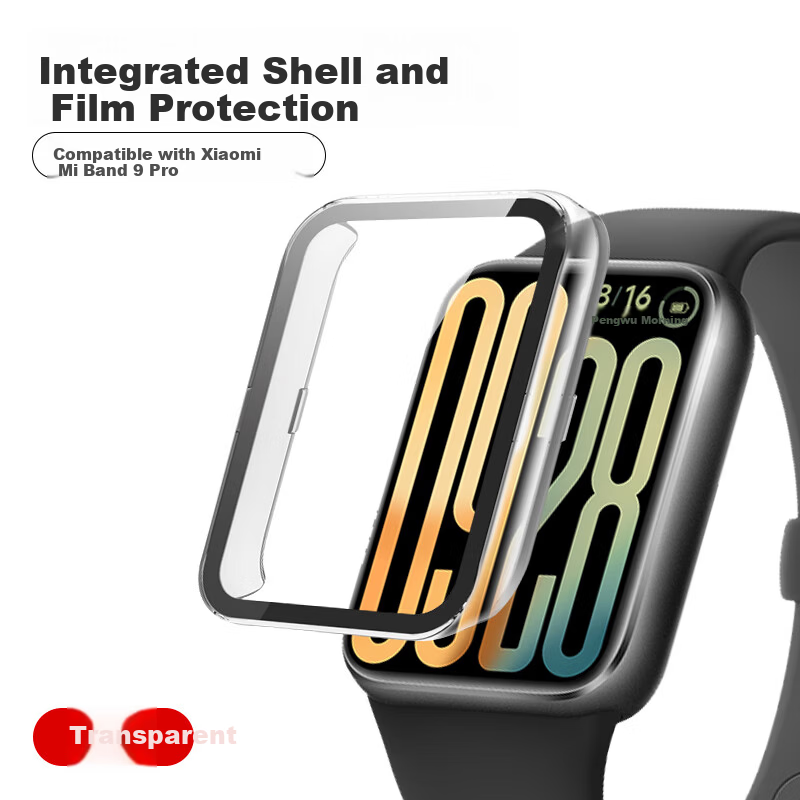 Watchbond Xiaomi Mi Band 9 Pro Protective Case PC Tempered Glass All-in-One Protective Cover Smart Sports Xiaomi Mi Band 9 Pro Scratch-Resistant Durable Transparent Tempered Film