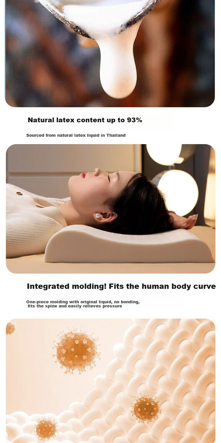 Jingyan Latex Pillow Cervical Support Sleep Aid Adult 93% Thai Imported Natural Latex Neck Protection Pillow 6