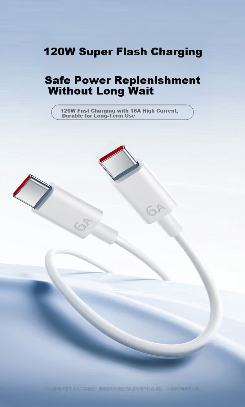 Stiger Type-C Dual-Head Data Cable 6A for Huawei Honor Super Fast Charging 120W/100W/88/66/Pura80 Ultra/Mate70 Xiaomi Phone Tablet 2-Pack 2