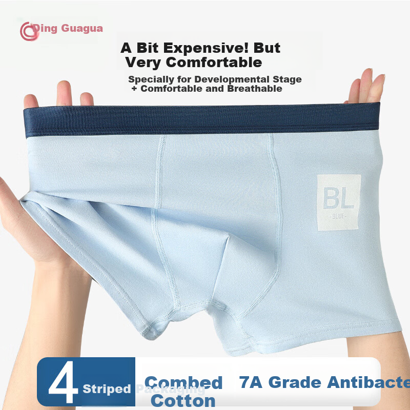 Dingguagua Teen Boys Cotton Antibacterial Boxer Briefs for Middle and High School Students
