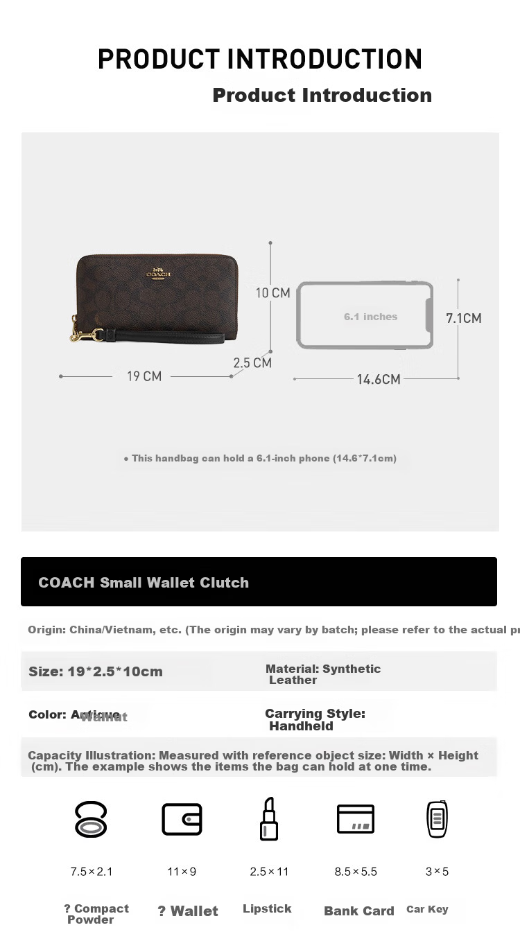 COACH Women's Long Clutch Wallet Walnut Color CW778 - Brand Direct Supply Gift 6