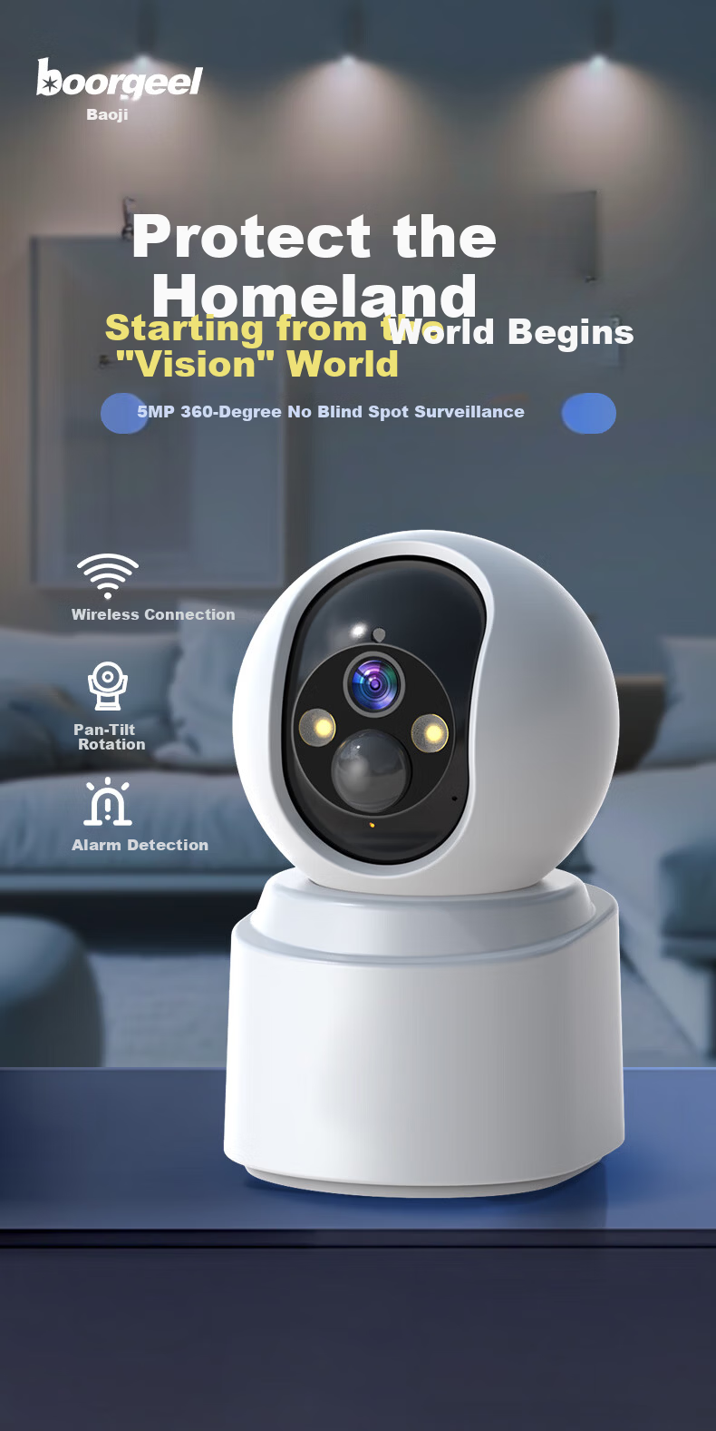 Boorgeel Wireless Battery-Powered Dual Camera AI Surveillance System, 360-Degree Coverage with Night Vision, Ultra-Clear 10MP Panoramic WiFi Remote Monitoring for Indoor And Outdoor Use 2