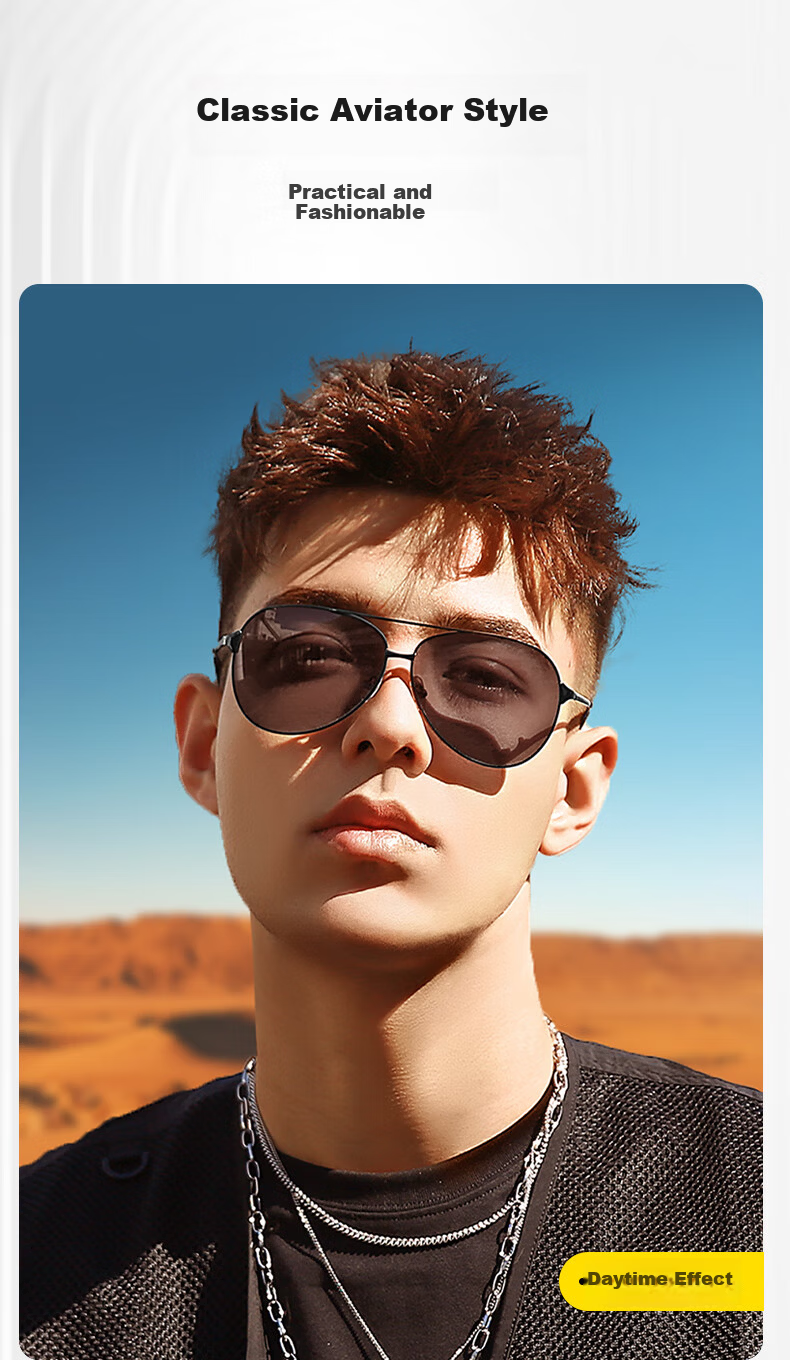 LOHO Men's Day and Night Driving Sunglasses Non-Polarized UV Protection Anti-Glare Night Vision Far Light 4