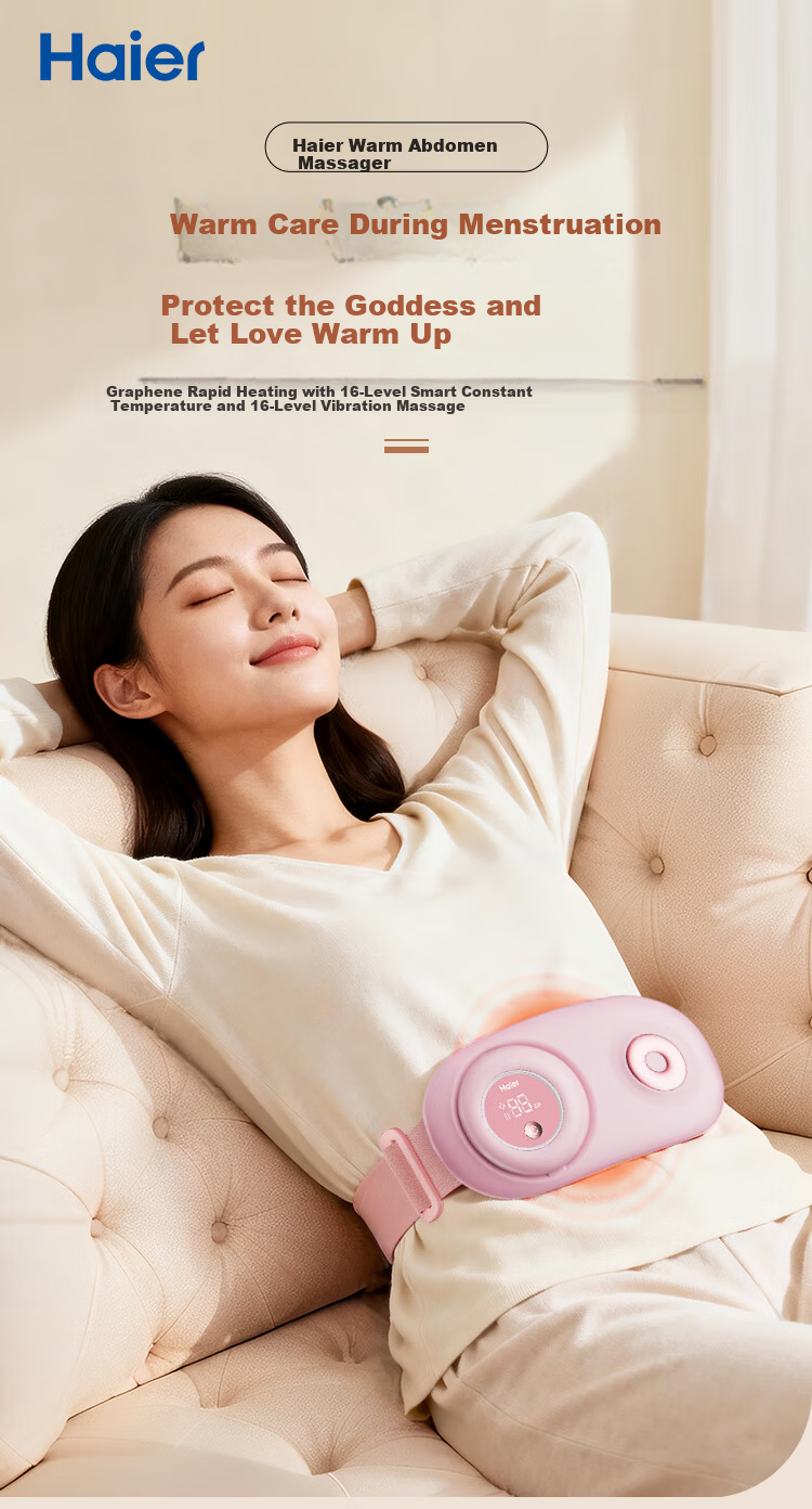 Haier Warm Palace Waist Belt Menstrual Pain Relief Heating Pad Waist Massager Abdominal Massager Period Comfort Device Warm Palace Belt Gift for Girls Girlfriend Birthday 1