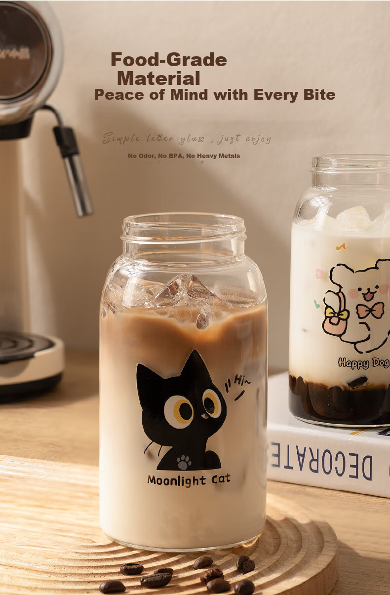 Newair High Borosilicate Glass Cup for Coffee, Soy Milk, Juice, And Buffalo Milk with Lid - Cute 2026 Portable Stylish Beverage Container 5