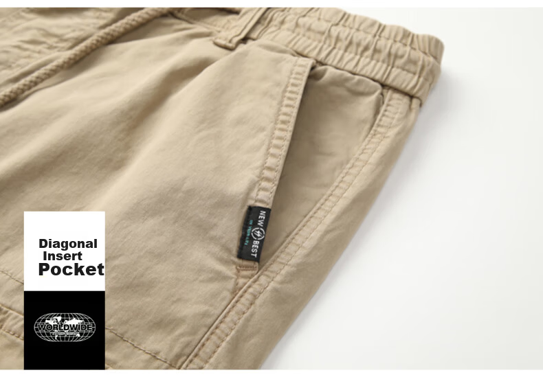 EASTERN CAMEL Men's Casual Loose Cotton Summer Breathable Simple Solid Thin Versatile Cargo Shorts 17