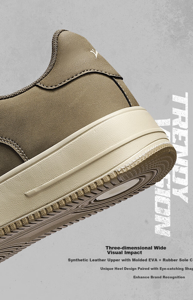 Guirenniao Men's Sneakers, Low-Top Soft-Soled Versatile Casual Shoes, Classic White Sneakers, Khaki Brown, Size 41 6