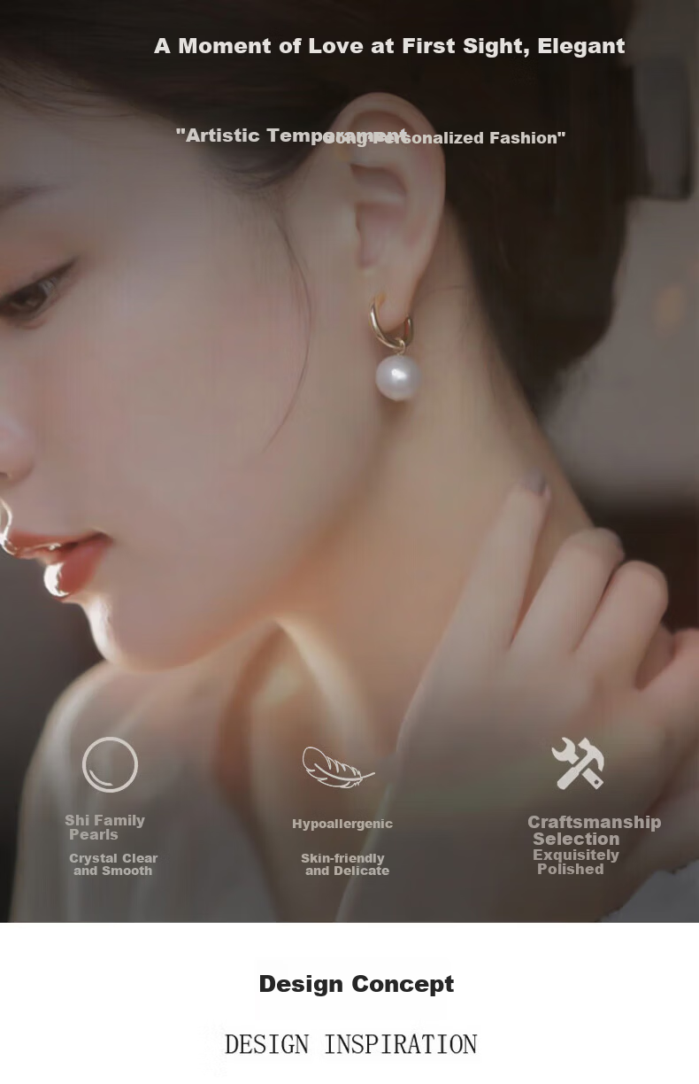Chow Tai Fook [1000+ Stores] Shijia Pearl Silver Earrings Women's Light Luxury High-End Stud Earrings 520 Gift for Girlfriend 1