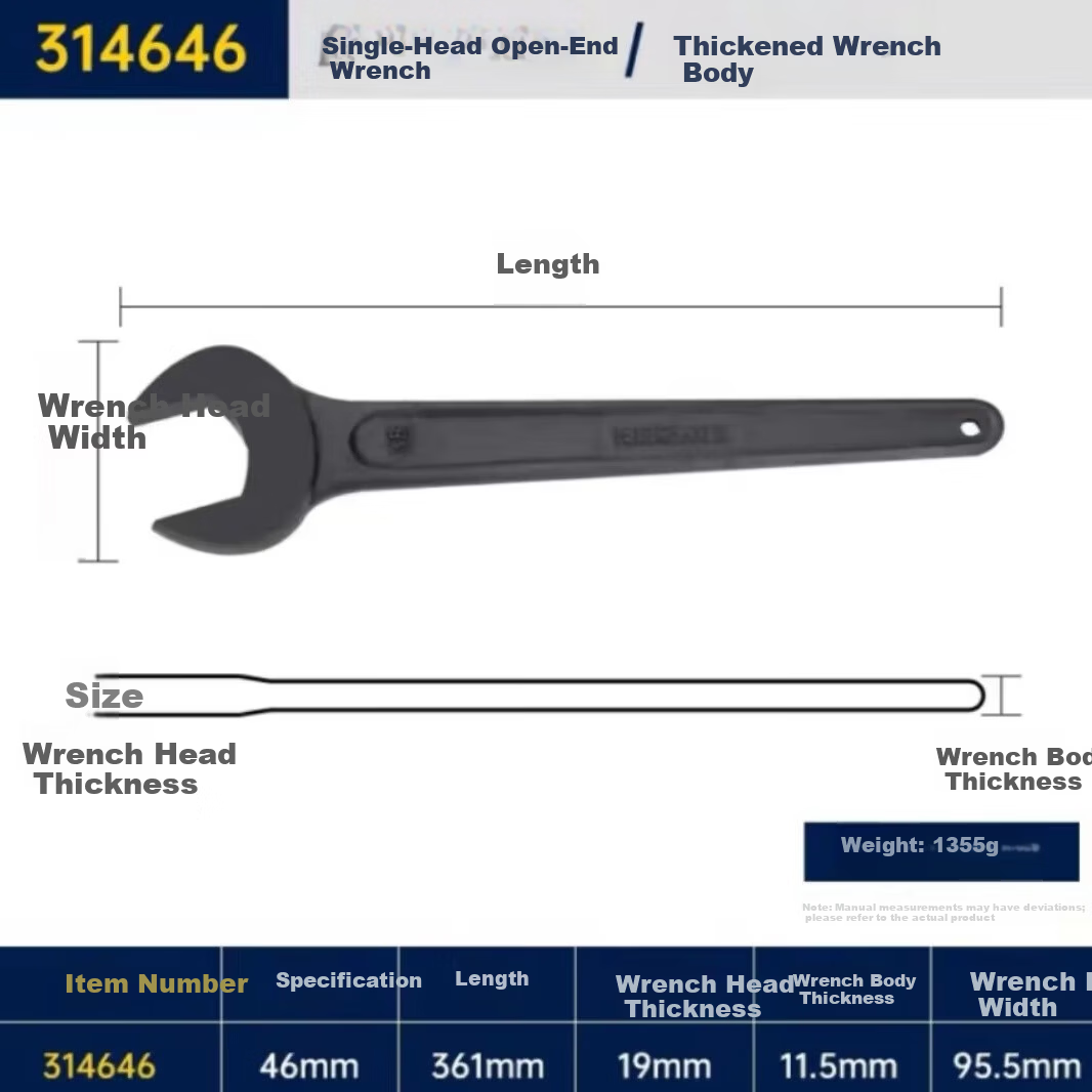Great Wall Precision Single-Head Heavy-Duty Industrial Open-End Wrench Thickened 46mm 314646