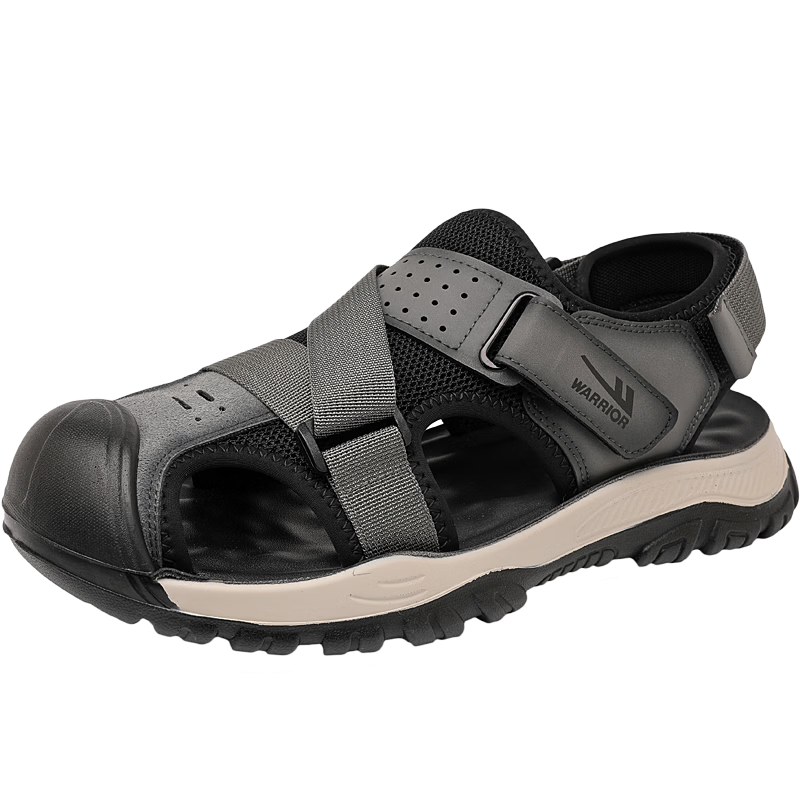 Warrior Men's Outdoor Sandals Durable Sports Slippers Beach Shoes WSL(WZ)-1755 Black Gray Size 41