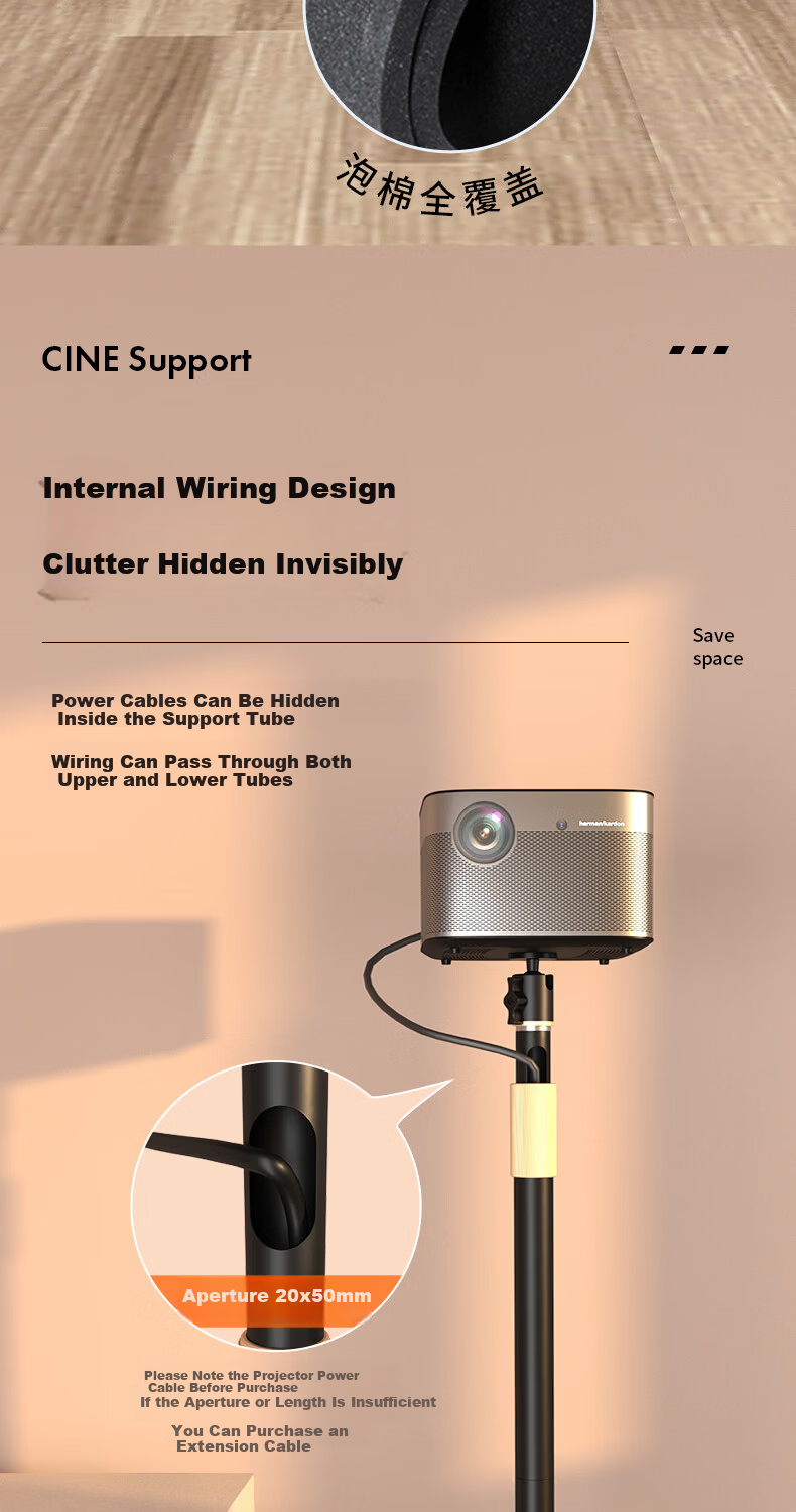 CINE Floor-Standing Projector Mount Stand for Home Bedside Compatible with XGIMI RS10/H3S, JmGO N1, Dangbei X5, Xiaomi, Big Orange, Xiaoming Projector Lift Stand PB16 7