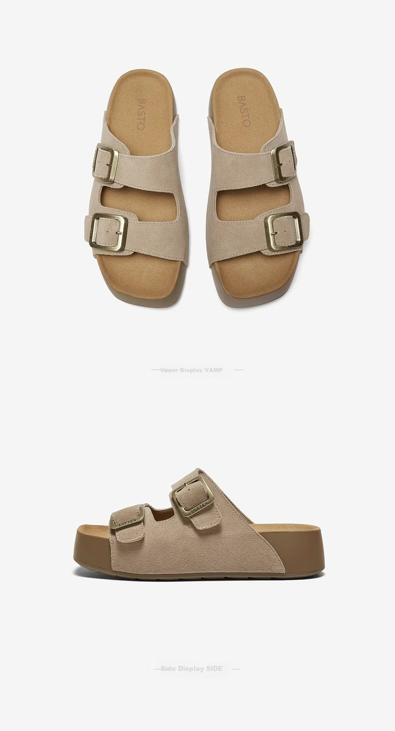 BASTO 26 Summer Birkenshoes Simple Outdoor Casual Women's Slippers T9361BT6 Gray 38 8