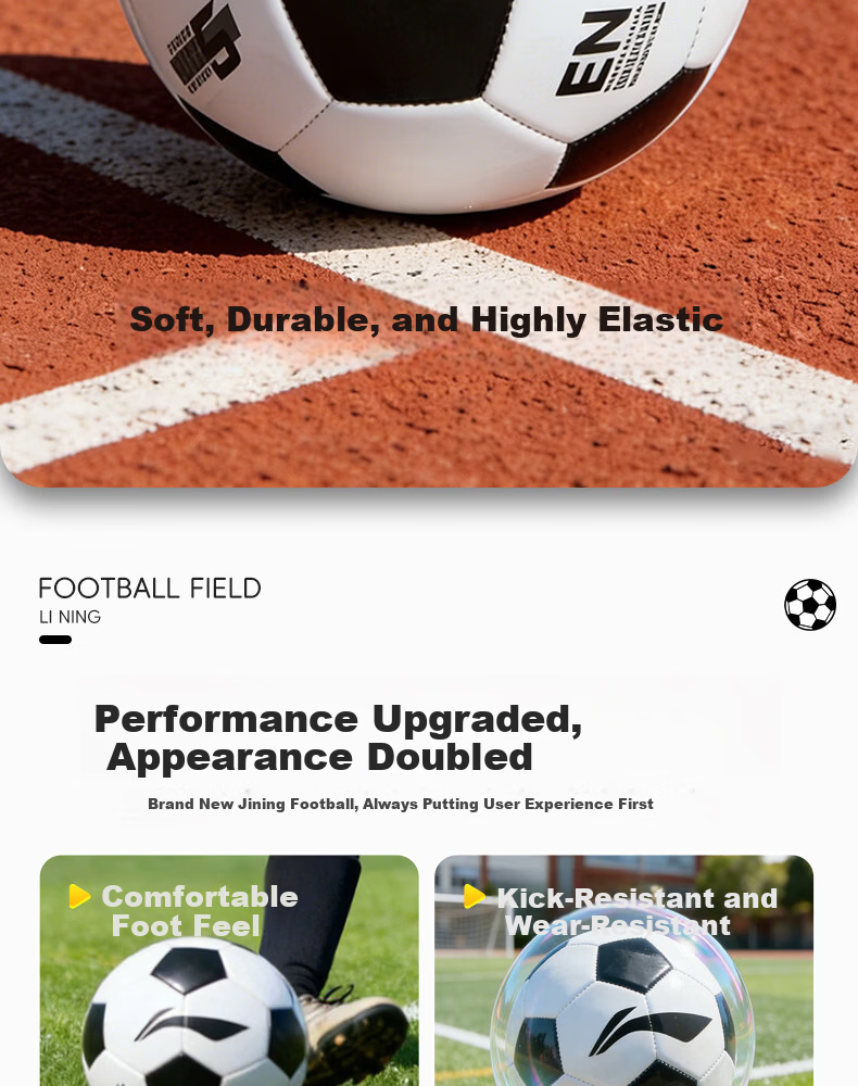 Li-Ning Football Size 5 Match Training Standard Ball Durable Adult and Student Soccer Ball for Primary and Middle School Exams 2