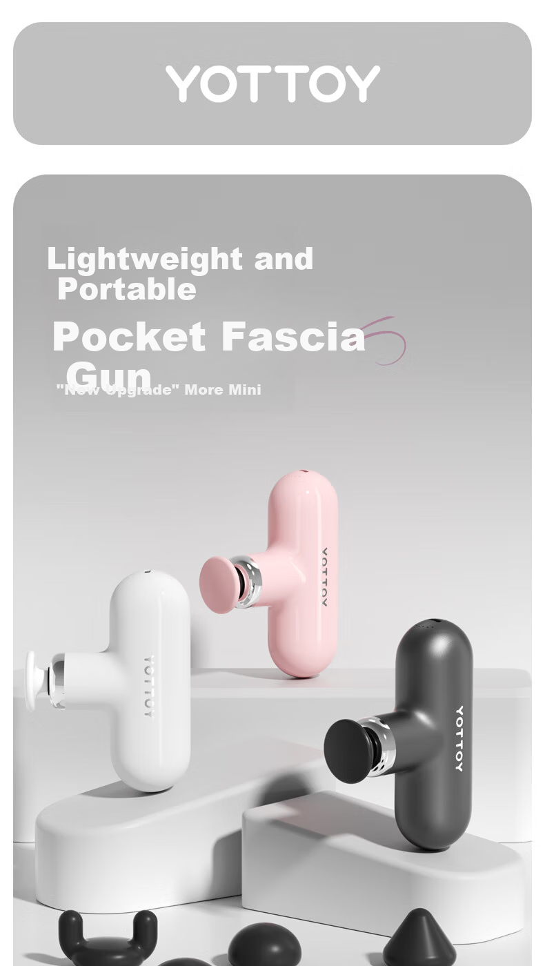 Yottoy Mini Massage Gun, Fascia Gun, Neck Massager, Multifunctional Fitness Deep Tissue Massager, White - Gift Box Editio 1