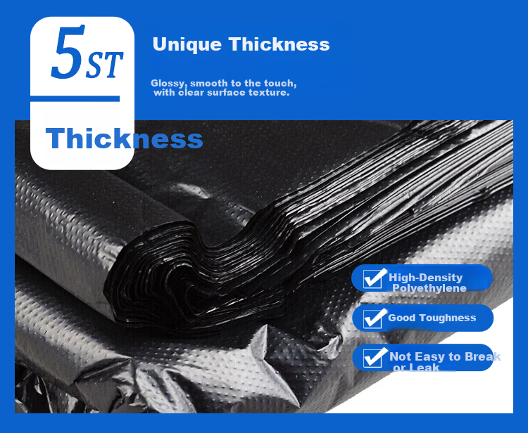 Lide Black Flat Garbage Bags 120x140cm 20pcs Double-Sided 7-Layer Extra Thick Large Size for Property and Construction Waste 12